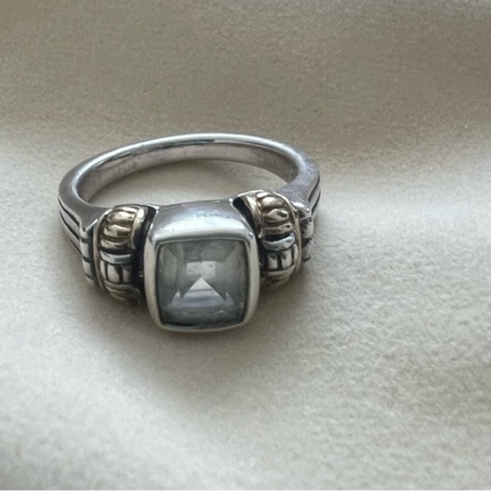 LAGOS Silver and 14k  Gold Ring with Topaz Gemstone size 7